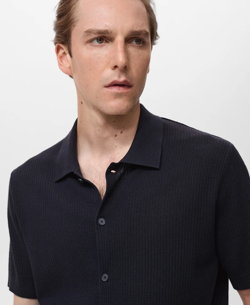 Mango Men's Rib-Knit Shirt