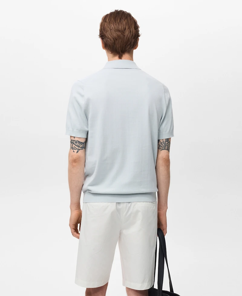 Mango Men's Cotton Fine-Knit Polo Shirt