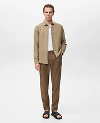 Mango Men's Linen Pinstripe Shirt