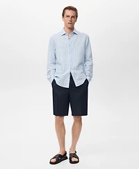 Mango Men's Linen Pinstripe Shirt