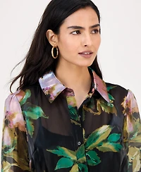 julia jordan Women's Floral Chiffon Maxi Shirtdress