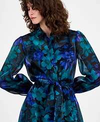 julia jordan Women's Floral-Print Maxi Shirtdress