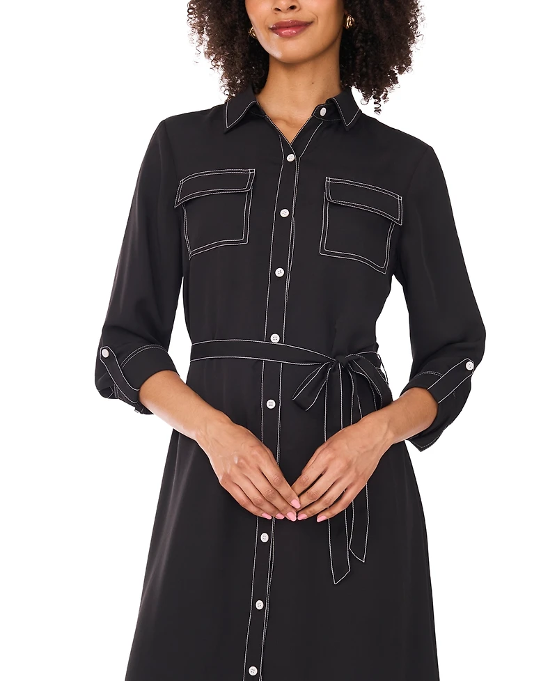 Vince Camuto Women's Contrast-Stitching Shirtdress