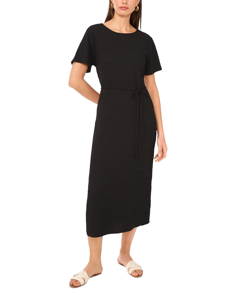 Vince Camuto Women's Short-Sleeve Tie-Waist Midi Dress