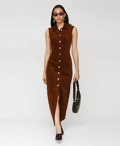 Avec Les Filles Women's Corduroy Sleeveless Maxi Dress