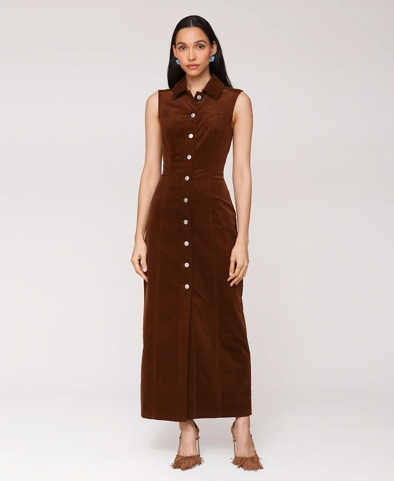 Avec Les Filles Women's Corduroy Sleeveless Maxi Dress