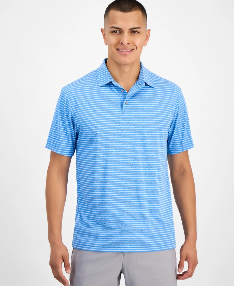 Pga Tour Men's Heathered Stripe Golf Polo Shirt