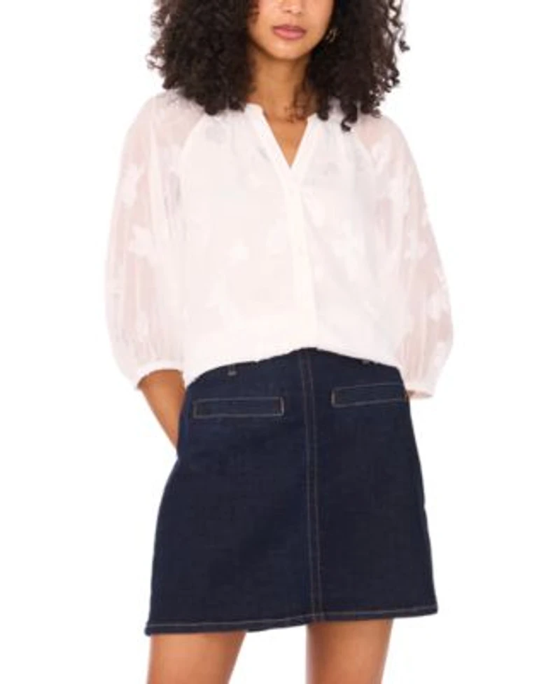 Vince Camuto Womens Embroidered Raglan Sleeve Blouse Xxs 3x