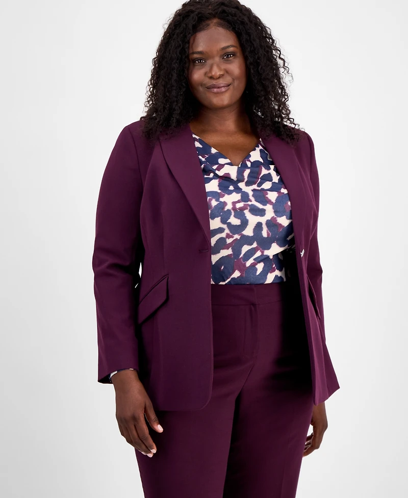Tahari Asl Plus Single-Button Blazer