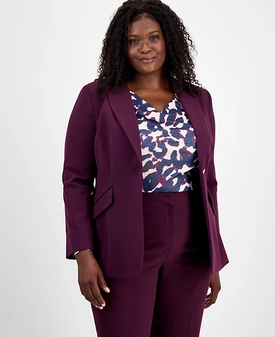 Tahari Asl Plus Single-Button Blazer