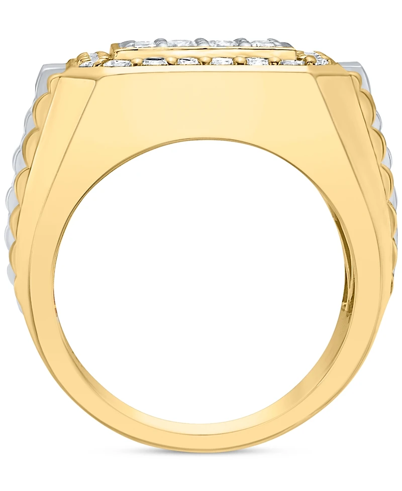 Men's Diamond Cluster Ridged Statement Ring (2 ct. t.w.) in 10k Gold
