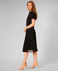 julia jordan Women's Mixed-Media Pleated Midi Dress