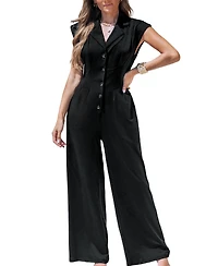 Cupshe Women's Button-Front Wide-Leg Jumpsuit