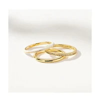14k Gold-Plated White Hot Forever Ring (Set of 3)