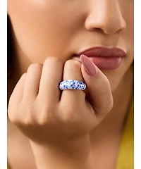 Ana Luisa Enamel Ring - Wrenley Marble Blue