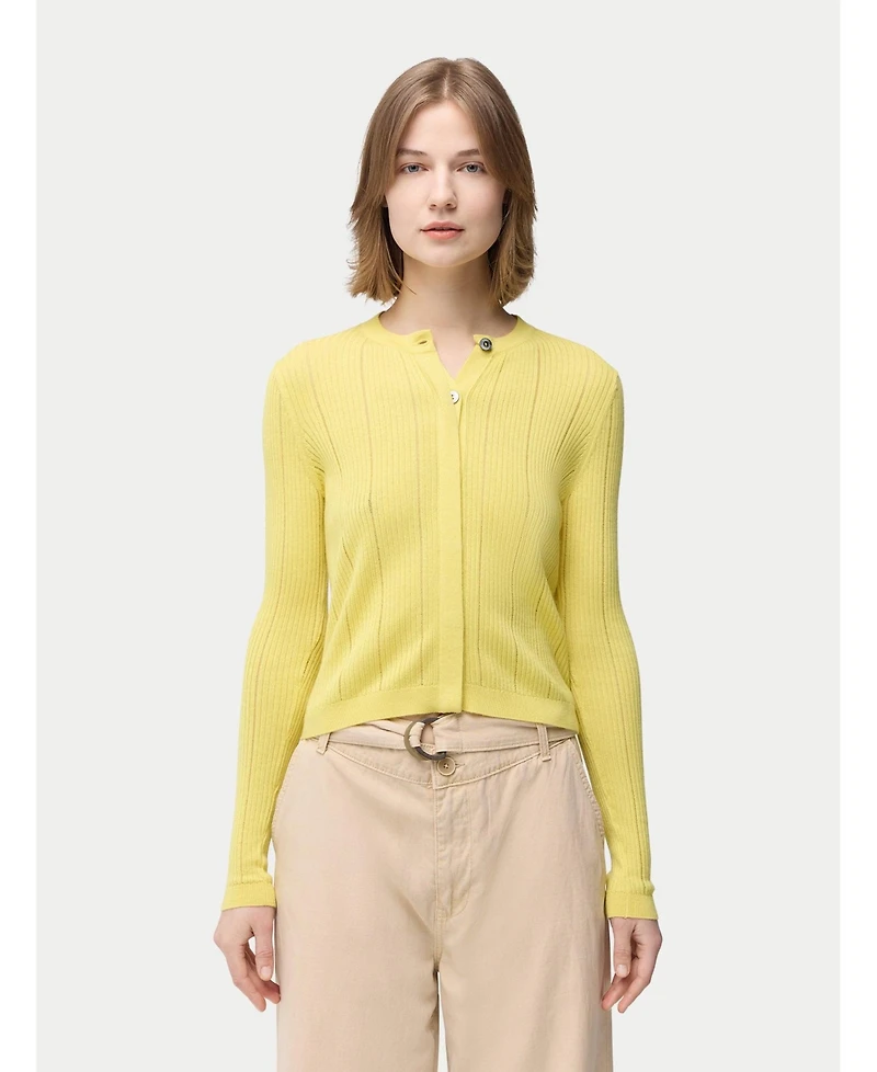 Gobi Cashmere Hidden Button-Front Cashmere Silk Cardigan