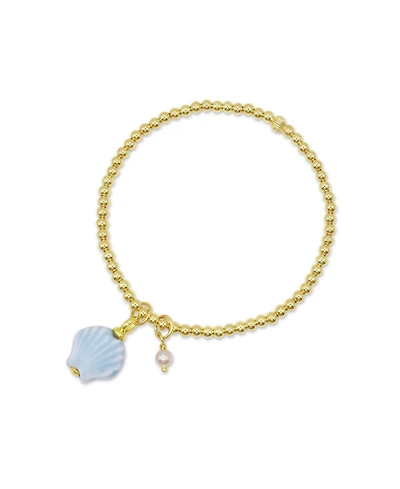 Bowood Lane Non-Tarnishing 3mm Gold Filled Beads With Mini Pearl and Glass Seashell Charm Bracelet