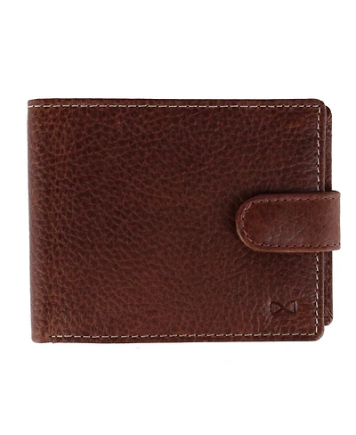 Trafalgar Men's Parker Pebbled Leather Bi-Fold Wallet with Id Window and Popper Fastener