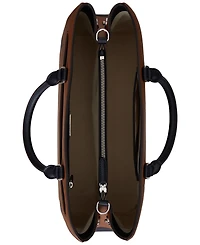 Lauren Ralph Lauren Striped Leather Large Hanna Satchel