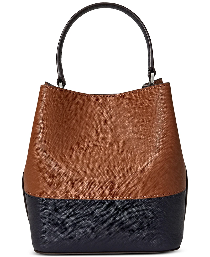 Lauren Ralph Lauren Two-Tone Leather Small Reese Bucket Bag