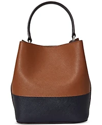Lauren Ralph Lauren Two-Tone Leather Small Reese Bucket Bag
