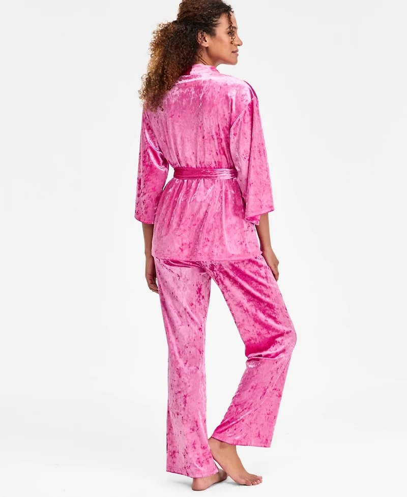 I.n.c. International Concepts Women's 3-Pc. Crushed Velvet Pajama Set, Macy's Exclusive