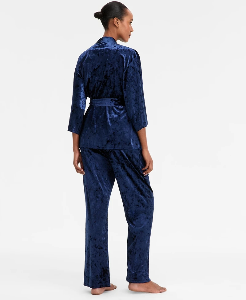 I.n.c. International Concepts Women's 3-Pc. Crushed Velvet Pajama Set, Macy's Exclusive