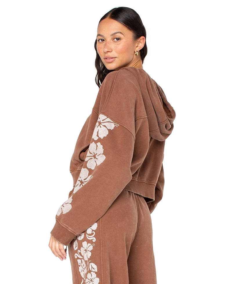Roxy Juniors' Fringing Reefs Graphic Zip-Front Hoodie