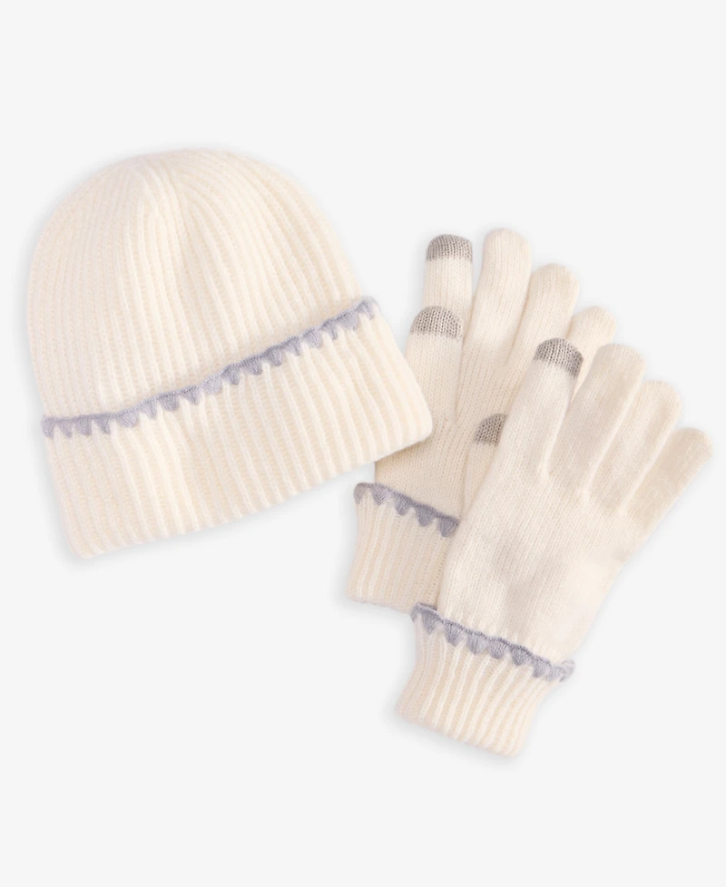 On 34th Ribbed Beanie & Gloves Boxed Set, Macy's Exclusive