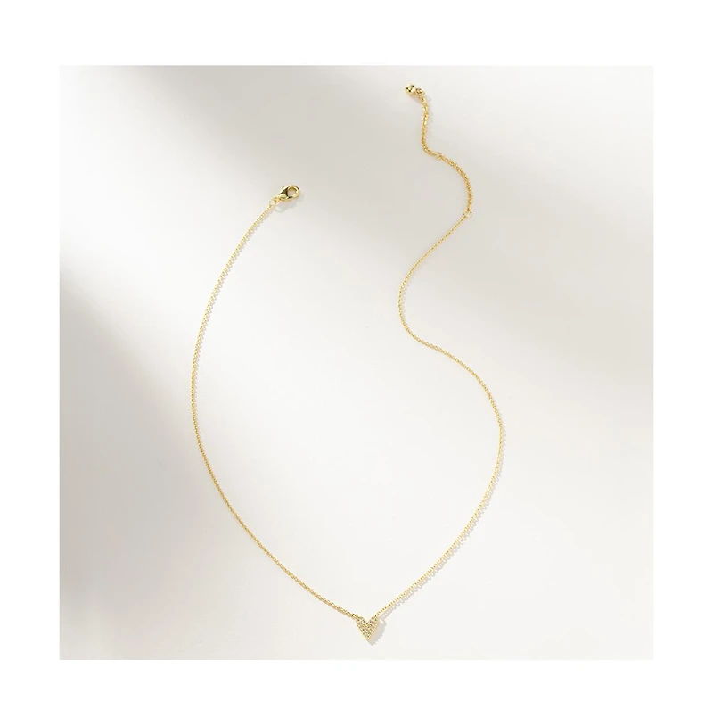14K Gold-Plated Full Heart Necklace, 14"-16"