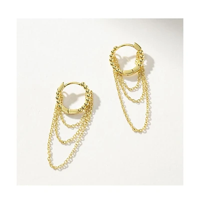 14K Gold-Plated Chains Huggie Earrings