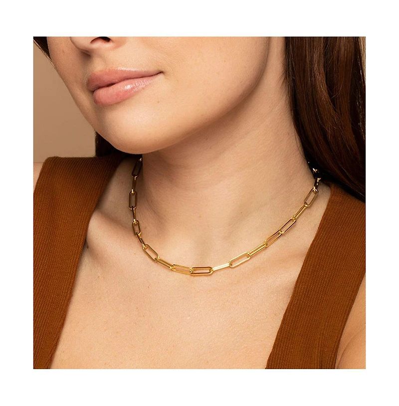 14K Gold-Plated Thin Linked Up Necklace Mid, 16" + 2" extender