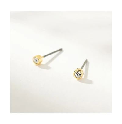 14k Gold-Plated Cubic Zirconia Simple Stud Earrings