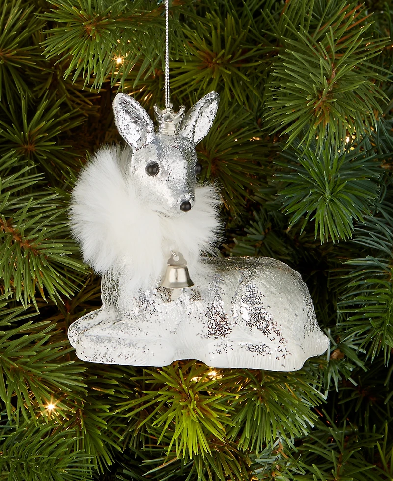 Holiday Lane Christmas Glitters Silver Reindeer Ornament, Macy's Exclusive