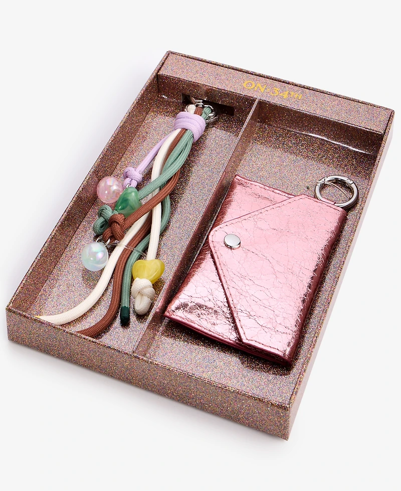 On 34th Boxed Card Case & Multi-Charm Beaded Keychain