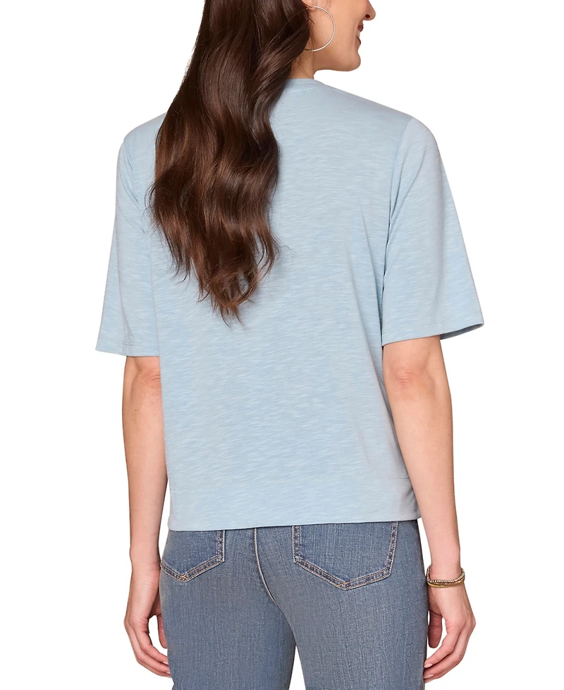 Democracy Petite Metallic Graphic Top