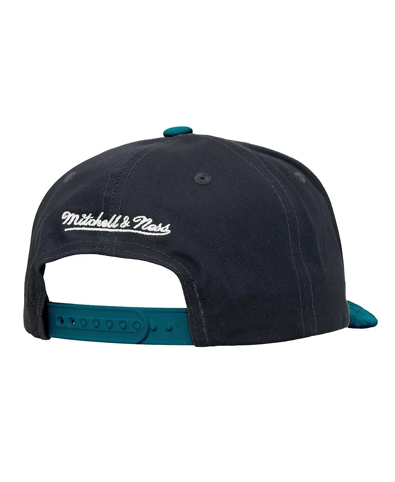 Mitchell & Ness Men's Black/Teal San Jose Sharks May Flowers Pro Crown Adjustable Hat