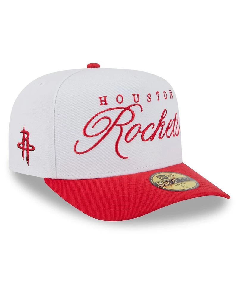 New Era Men's White/Red Houston Rockets 2025 Nba Draft A-Frame 59FIFTY Fitted Hat