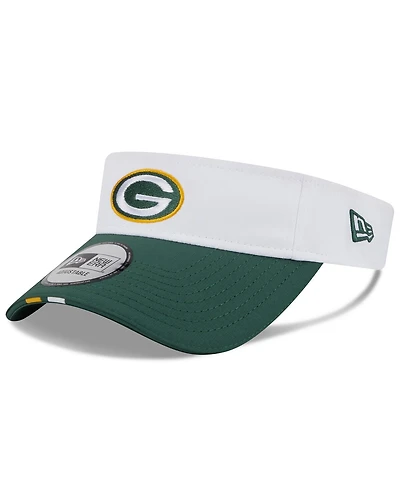 New Era Men's White/Green Green Bay Packers 2025 Nfl Training Camp Adjustable Visor Hat