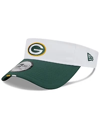 New Era Men's White/Green Green Bay Packers 2025 Nfl Training Camp Adjustable Visor Hat