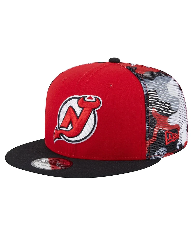 New Era Men's Red/Black New Jersey Devils Camo Meshback 9FIFTY Snapback Hat