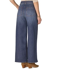 Democracy Petite "Ab"solution Skyrise Tulip-Hem Wide-Leg Jeans