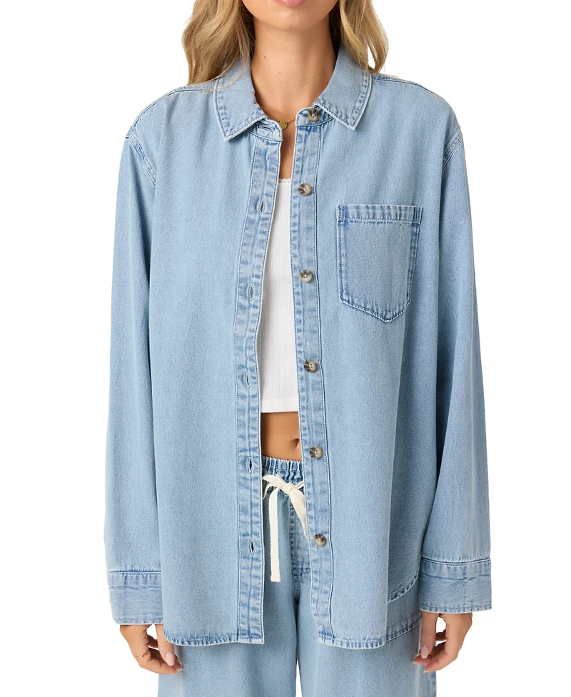 O'Neill Juniors' Sevie Cotton Denim Button-Front Shacket