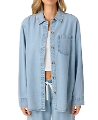 O'Neill Juniors' Sevie Cotton Denim Button-Front Shacket