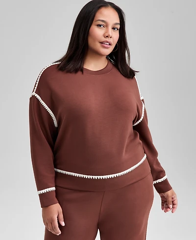 And Now This Trendy Plus Scuba Whipstitch Sweatshirt, Macy's Exclusive