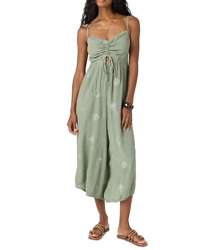 O'Neill Juniors' Keiko Embroidered Side-Slit Jumpsuit
