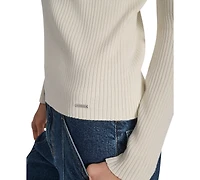 Dkny Jeans Petite Ribbed Johnny-Collar Sweater