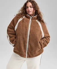 And Now This Trendy Plus Crochet-Trim Sherpa Jacket, Macy's Exclusive