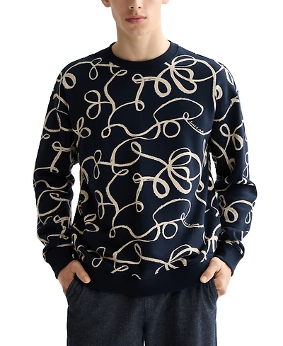 Scotch & Soda Men's Relaxed Fit Long Sleeve Ribbon Print Sweatshirt