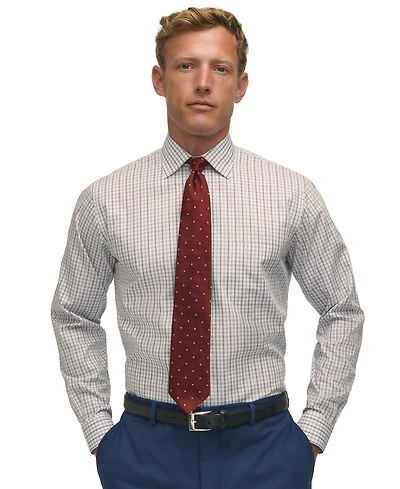 Brooks Brothers Men's Regular-Fit Spread Collar Windowpane Dress Shirt